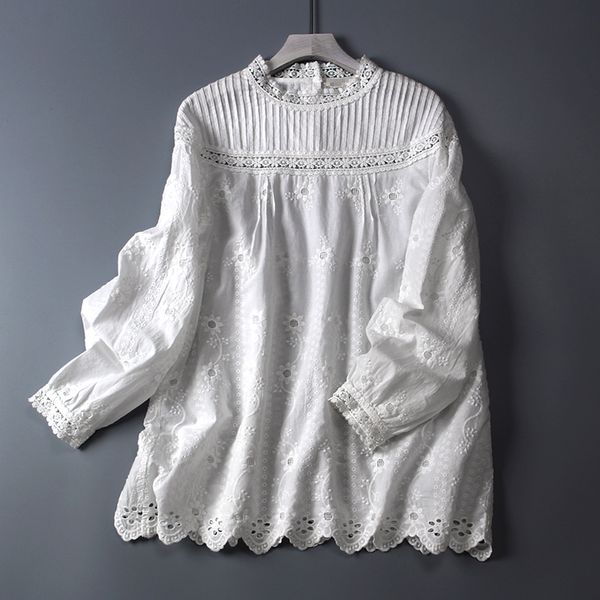 

sweet princess lace hollow organ pleats white doll shirt mori girl