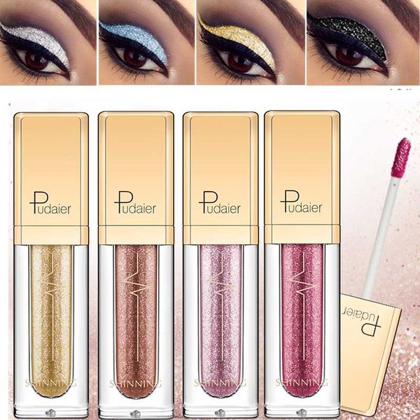 

pudaier shinning queen make up liquid glitter eyeshadow waterproof liquid glitter gold metalic women beauty sombras para ojos