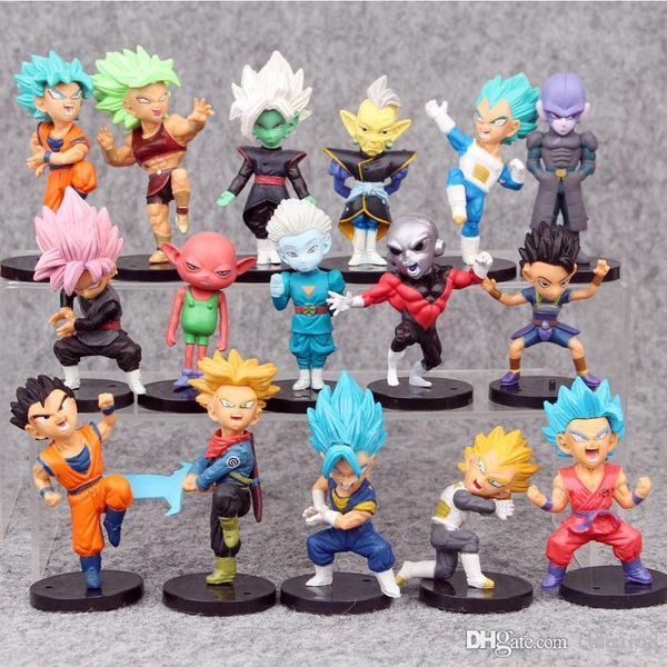 

kawaii 16 pcs/set 7.5cm dragon ball z action figure funko pop wcf the historical characters dragon ball toy action figures for kids toys