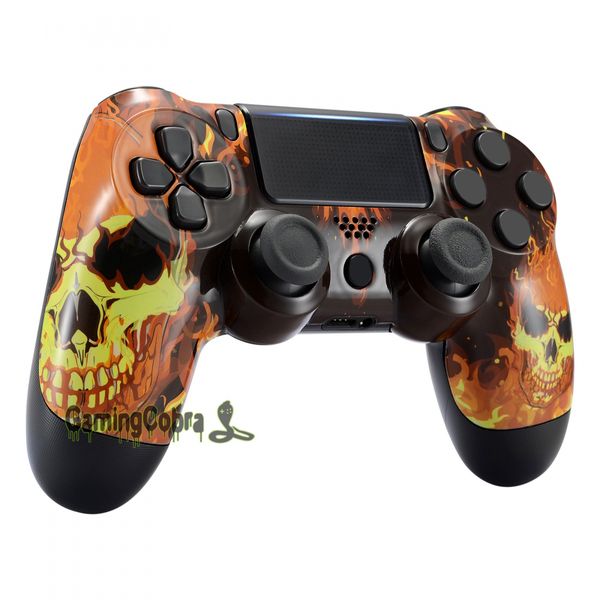 

customized fire skulls designed front shell faceplates cover for ps4 pro slim game controller jdm-040 jdm-050 jdm-055 - sp4ft15