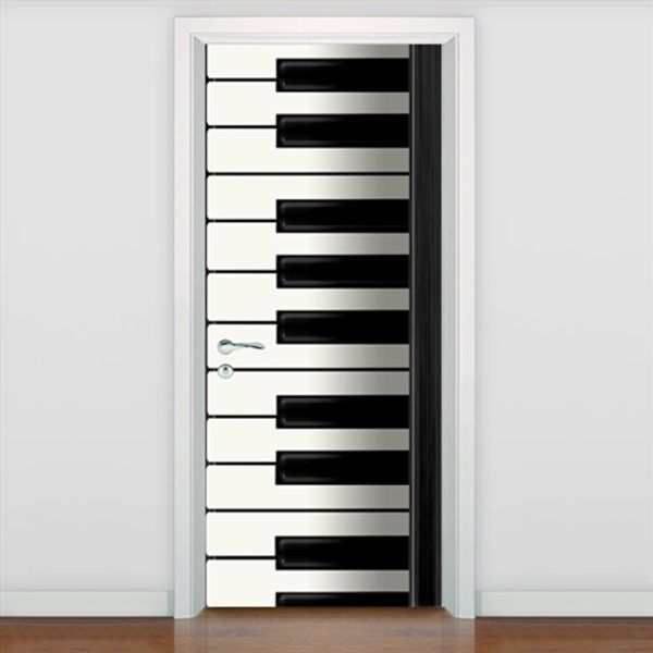 

Бесплатная доставка DIY стикер двери Piano Keyboard дверь Табличка Декорация для гостино