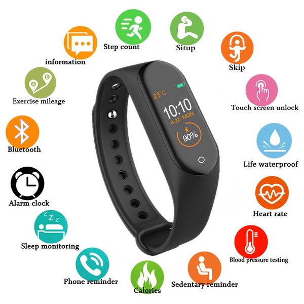 

m4 smart band heart rate blood pressure wristbands sport smartwatch monitor health fitness tracker smart watch wristband pk m3 z6