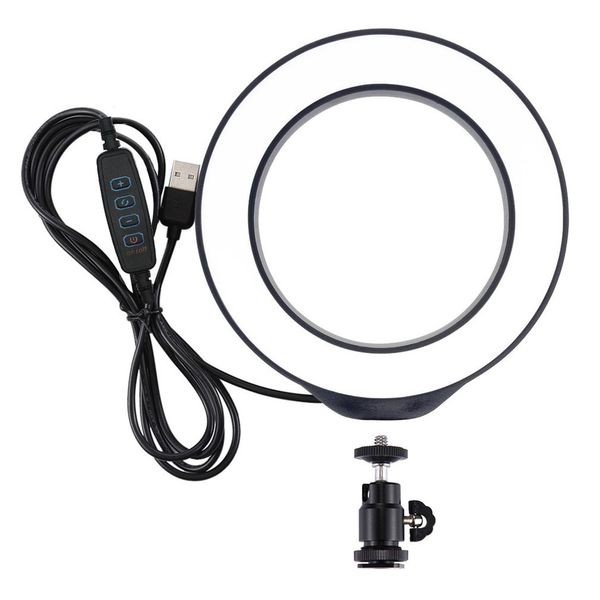 

puluz 4.6/6.2 inch led ring light usb 3 modes dimmable pgraphy pgraphic studio video light & cold shoe tripod ball head