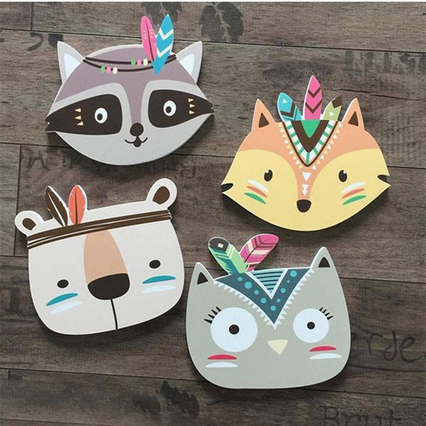 

cute cartoon nursery children room wall sticker fox bear cat print tribal indian wall sticker for kids baby room poster