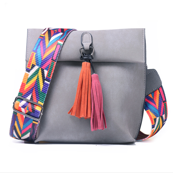

brand women messenger bag crossbody bag tassel shoulder bags female designer handbags women bags with colorful strap