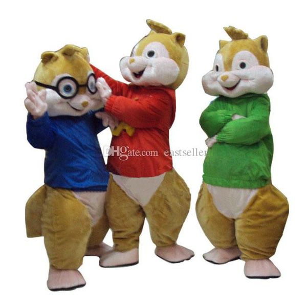 

2020factory direct sale alvin and the chipmunk characters cartoon mascot costume ing, Red;yellow