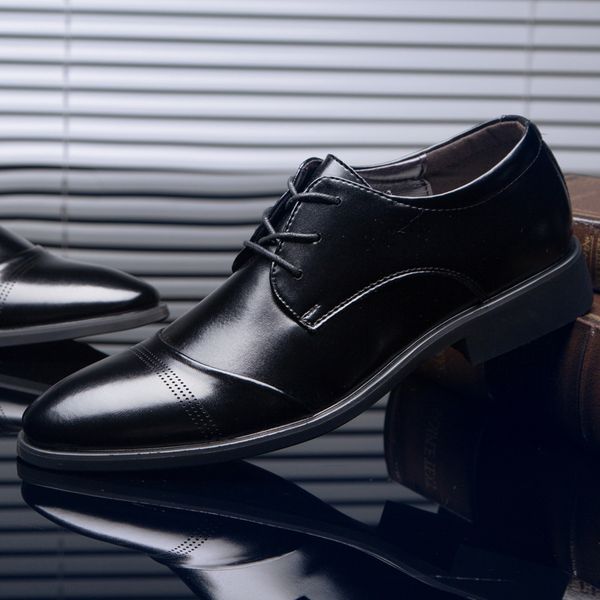 

new 2016 patent leather pointed oxfords men height increasing classic business shoes men's dress shoes size 46, Black