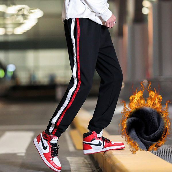

winter fleece 2018 new harem pants hip hop men's black loose sweatpants men casual trousers tide letters sports track pants