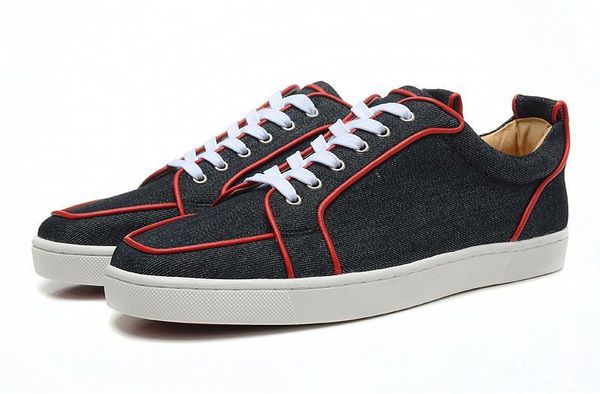 

2019 red bottom shoes for men low cut snakeskin skate sneakers mens womens flat casual designer shoes brand new comfort d3, Black