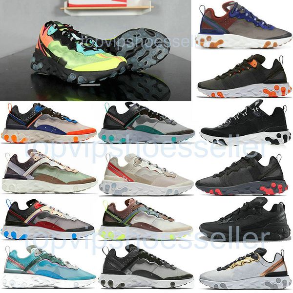 

new tour yellow react element 55 87 mens running shoes men women orange peel sail triple black white taped seams bluetrainers sports sneaker