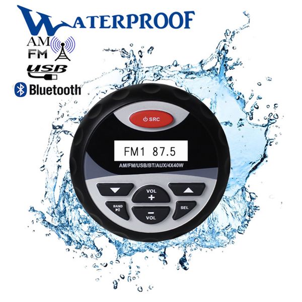 

waterproof marine stereo blueooth radio motorcycle boat audio car mp3 player fm am receiver auto sound music system for utv atv