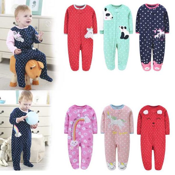 

jumpsuits born baby romper 0-12months 2021 fall winter warm micro-fleece infant animal printed boy girl clothing jumpsuit footed, Blue