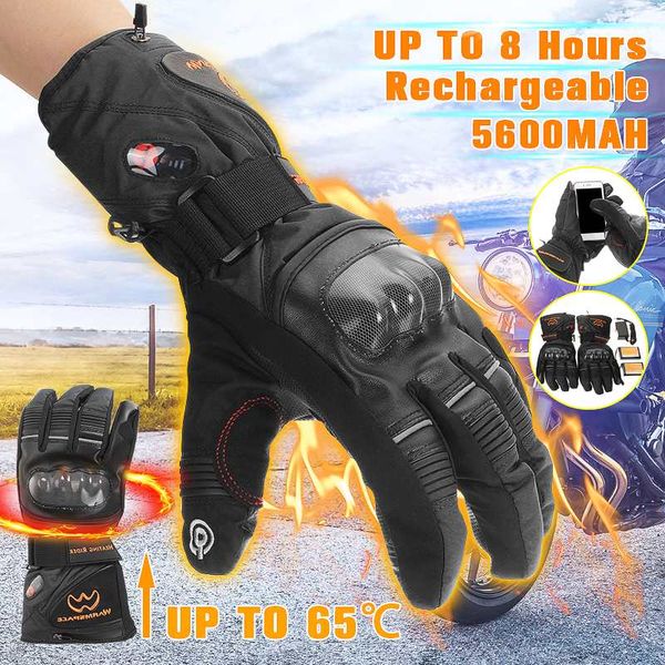 

outdoor electric heating gloves motorcycle winter hunting warm waterproof lithium battery intelligent heated cycling ski gloves, Black
