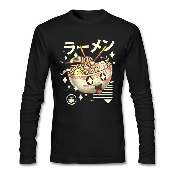 

ретро kawaii ramen футболка o-образным вырезом хлопок пользовательские длинные рукава мужские футболки хип-хоп тв смешные футболки, White;black