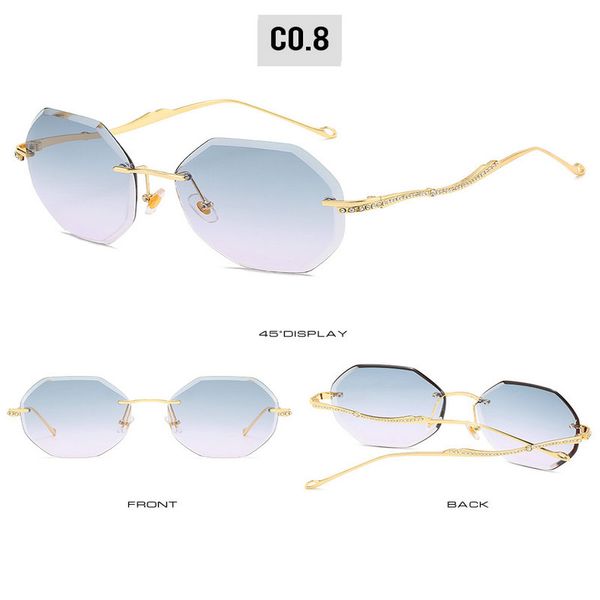 

frameless sunglasse oulylan rimless sunglasses women brand designer sun glasses gradient shades cutting lens ladies frameless metal exmsc