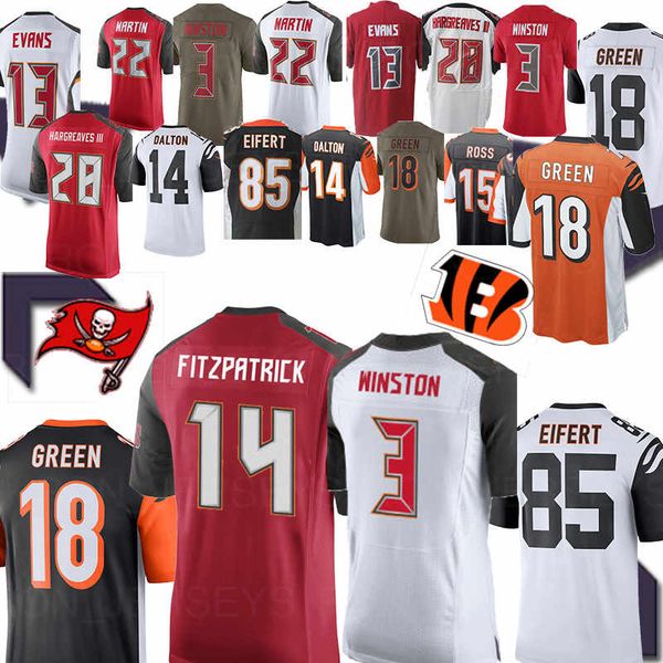 

14 ryan fitzpatrickÂ buccaneer 3 winston tampa 22 martin cincinnati 18 a.j. green bengal 15 john ross 14 dalton 85 eifert football jerseys, Black;red