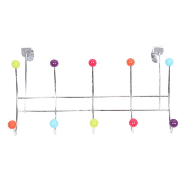 

10 hook multi colour over the door clothes coat hanger rack chrome hangers