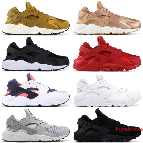 

2019 brand huarache run 1.0 4.0 stripe black ultra white grey bronzine running shoes men women designer sport sneakers size 36-45