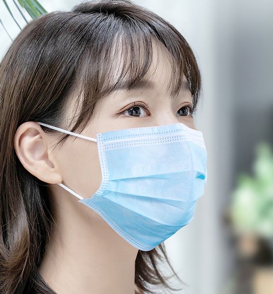 

одноразовая маска три слоя защиты утолщенный взрослый мужской и женский намордник маска пылепроницаемость пакет синий 500 пакет