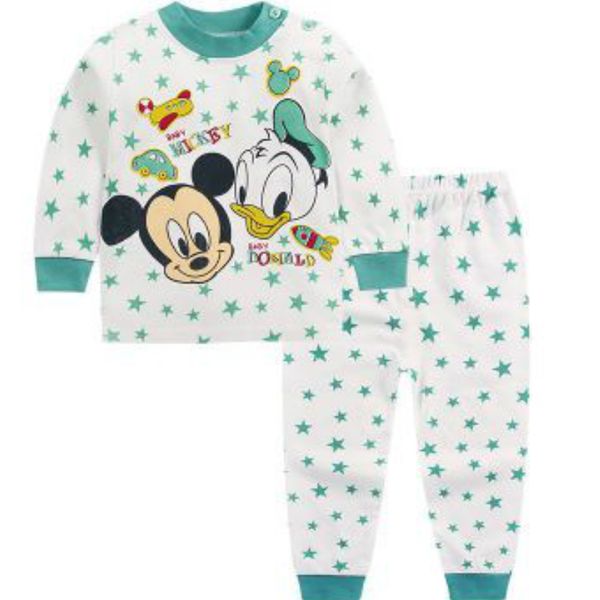 

0-2year baby clothes set winter cotton newborn baby boys girls clothes 2pcs mickey baby pajamas kids clothing sets, White