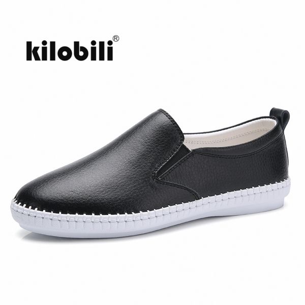 

kilobili autumn women loafer flat shoes ballerina flats women moccains slip on suede leather ladies casual boat shoes black
