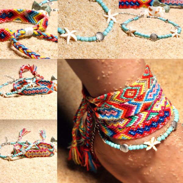 

fashion new braided bracelet chain adjustable anklet winding rope bracelets hand woven friendship anklets for woman girls handmade m126y