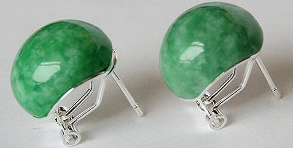 

estilo simple natural plata pendientes jade verde, Silver