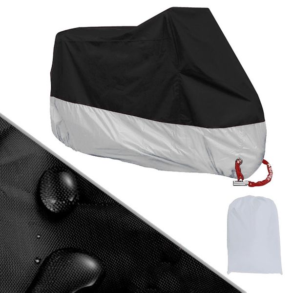 

waterproof outdoor motorbike uv protector rain dust bike motorcycle cover size l/xl silver and black drop shipping