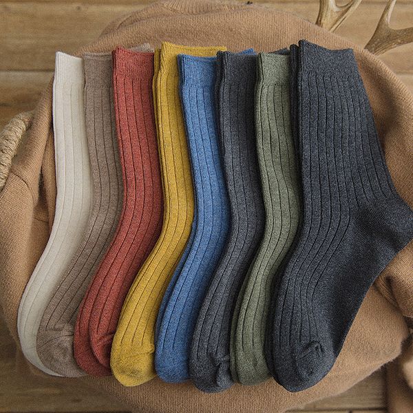

retro socks warm women solid color cotton funny crew sock winte cute kawaii happy korean comfortable streetwear fashion casual, Black;white
