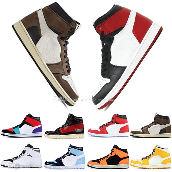 

2019 1 OG Travis Scotts Black Toe basketball shoes mens women Chicago UNC Shattered Backboard White Silver Men Sports Designer Sneakers