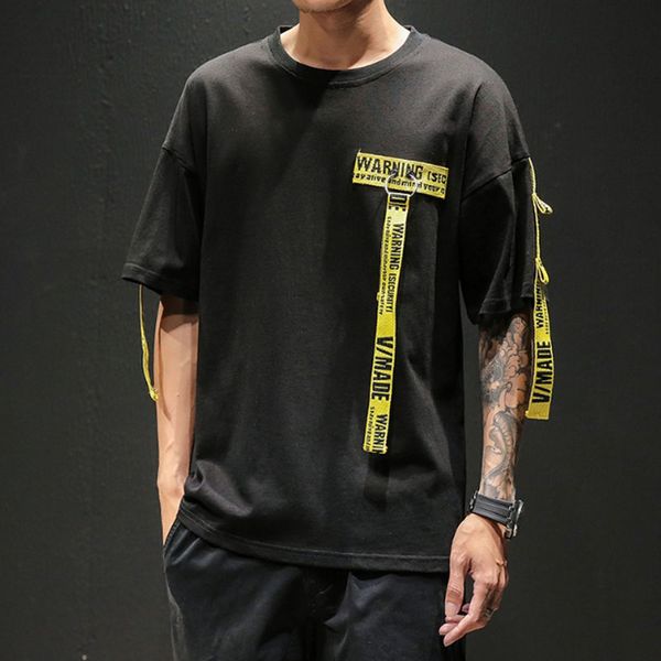 

camisa masculina 3d impressão carta fita harajuku algodão punk t camisa moda casual s t 2019 verão, White;black