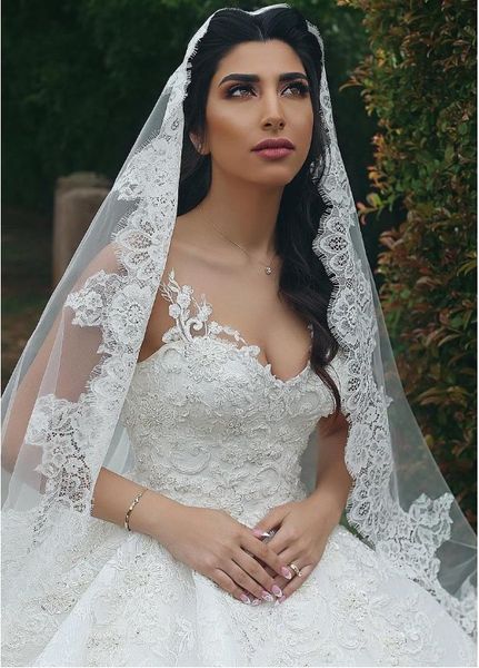 

2020 new arrival 2m cathedral wedding veils long bridal veil one layer white ivory lace bride veils wedding accessories, Black