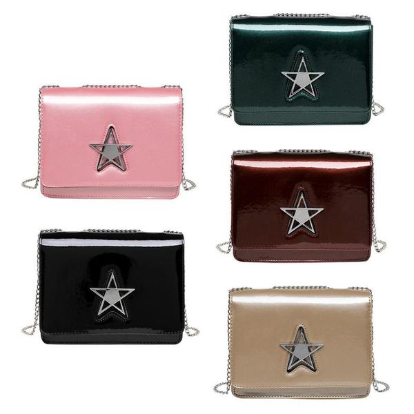 

leather lacquer chain shoulder bags flap star pattern women messenger bags