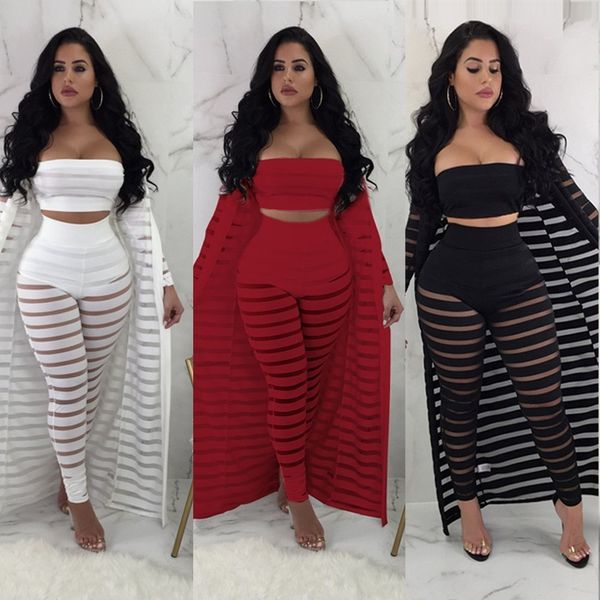 

Lace two piece coat and pant uit new de ign long leeve ee through jacket high wai t long trou er fa hion clothing et