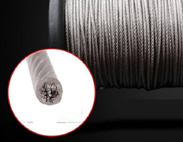 

0.8--1.2mm 100--200m, 7x7 304 stainless steel wire rope with pvc coating softer fishing coated cable clothesline traction rope