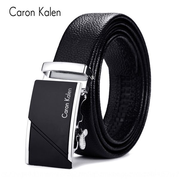

men's genuine leather automatic buckle business belt men's layer cowhide soft belt, Black;brown