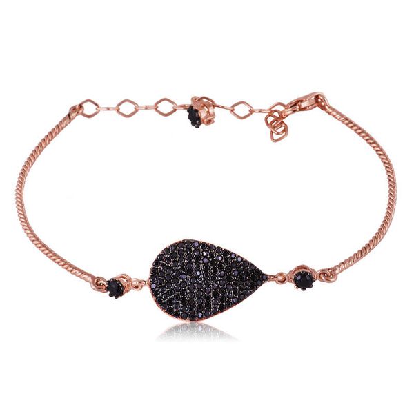 

merve серебро черный камень падение браслет, Golden;silver