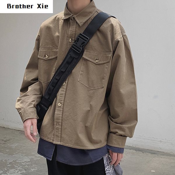 

осень новый инструмент куртка мужская мода сплошной цвет повседневная тонкая куртка человек уличная хип-хоп свободные бомбардировщик мужская, Black;brown