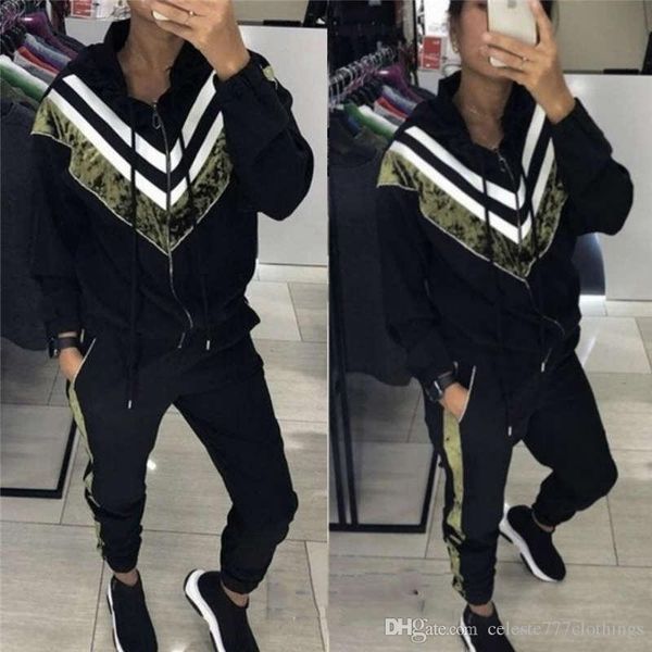 

fashion women tracksuits hooded zipper jacket + pants black slim tights autumn casual sweatshirts outwear female clothe s-xl, Gray
