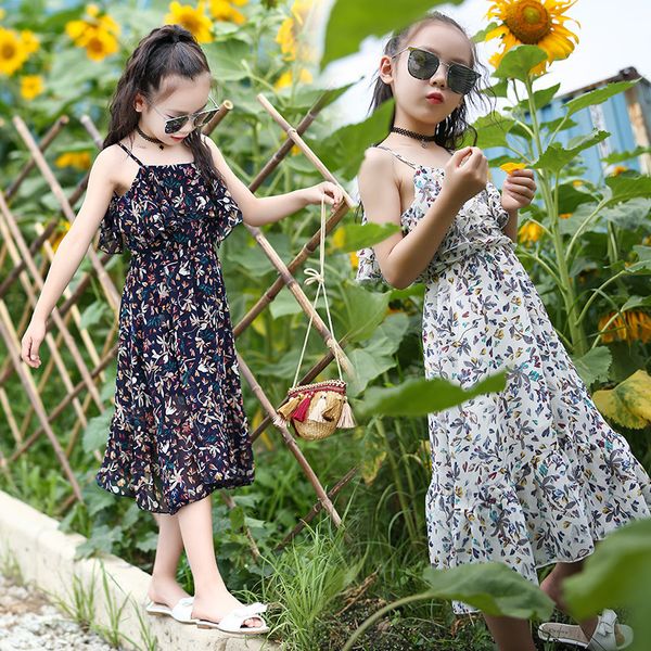 Kids Girls Summer Beach Dress Fashion Causal Floral Sleeveless Dress 11 Styles