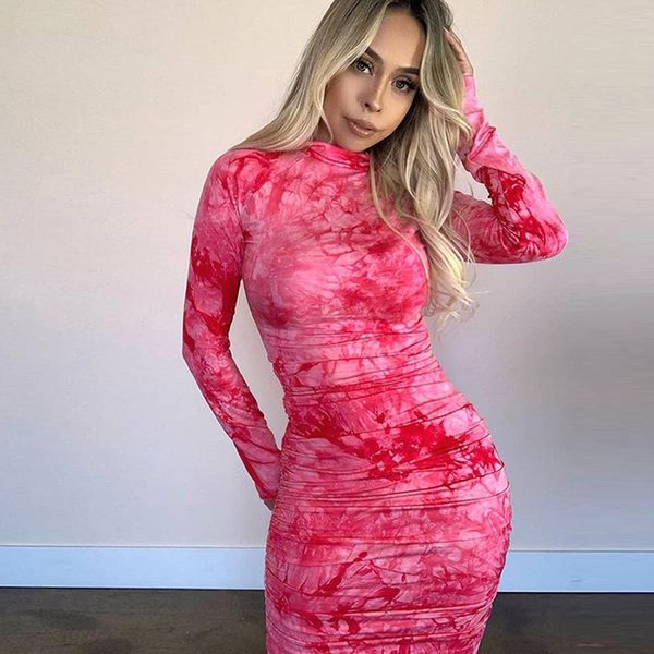 

2020 summer new women's round neck long sleeve fashion printing fashion net red dress women, Black;gray