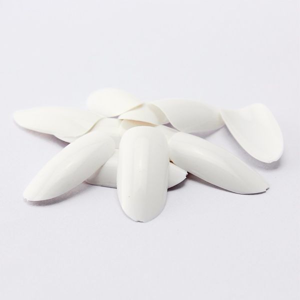 

500pcs nude white french plastic artificial full stiletto fake nail art long uv gel manicures beauty tools oval shaped, Red;gold