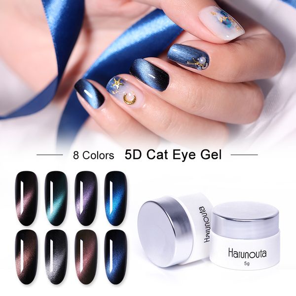

harunouta 5g 5d magnetic gel polish magnet cat 3d eye laser soak off uv gel jade effect nail art decoration manicure varnish, Red;pink