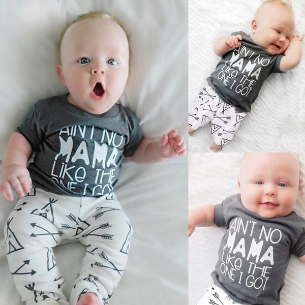 

2019 summer baby clothing set letter ain't no mama like the one i got t-shirt +arrow pants 2pcs bebe kids boys clothes outfits