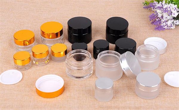 Neue kosmetische leere Jar Topf Lidschatten Make-up Gesichtscreme Behälter Flasche mit schwarzem Silber Gold Deckel und Innenpolster 5g/5ml 10g/10ml