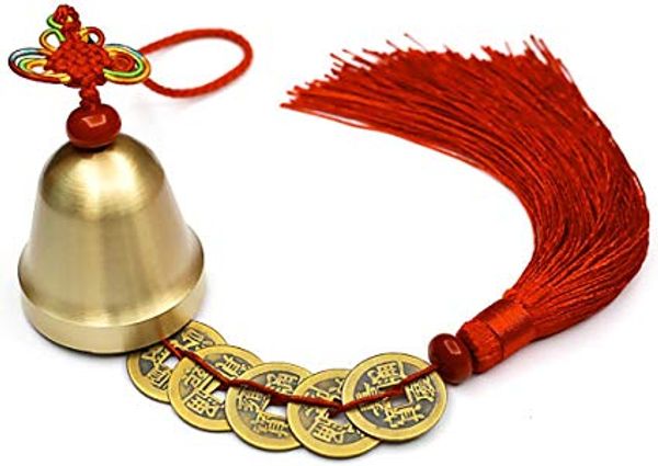 Chinesische Feng-Shui-Glocke für Reichtum und Sicherheit, Anhängermünzen für Erfolg, Abwehr des Bösen, Schutz des Friedens – kann auch als Windspiel verwendet werden, Auto-Integration