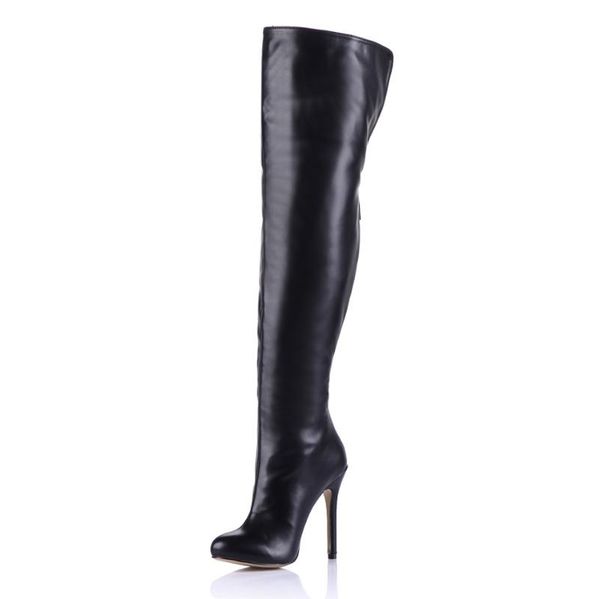 

women stiletto thin high heel over-the-knee boots round toe fashion evening dress party ball lady thigh high boots 4cbt-s1, Black