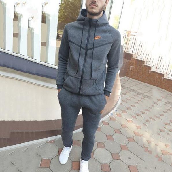 

mens designers tracksuits nk sweatshirt pants tracksuits black white red yellow blue mens fashion casual clothes sports jogging suits a01, Gray