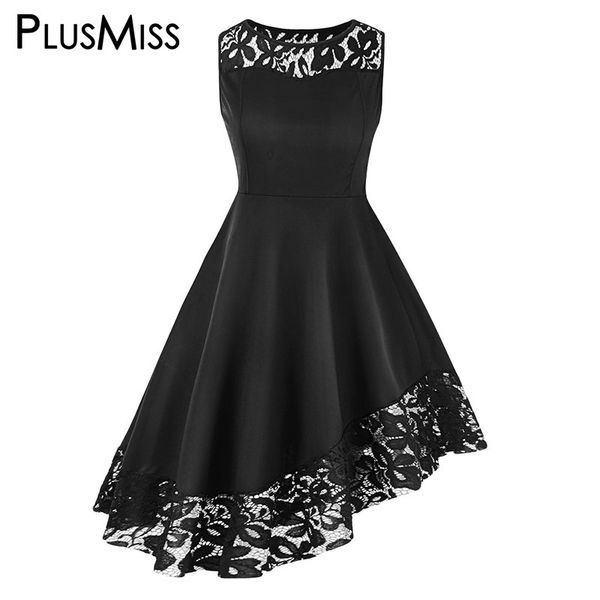 

plusmiss plus size 5xl vintage retro floral lace mesh dress women xxxxl xxxl xxl big size black summer sleeveless party dresses, Black;gray