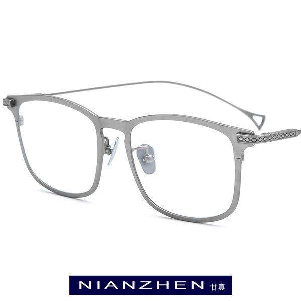 

nianzhen titanium glasses women vintage square eyeglasses frame myopia optical eye glasses for men spectacles eyewear 1202, Black